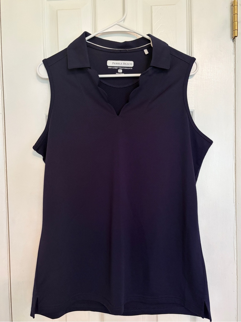 Pebble Beach Sleeveless Scallop Collar Golf Polo‎ - Navy